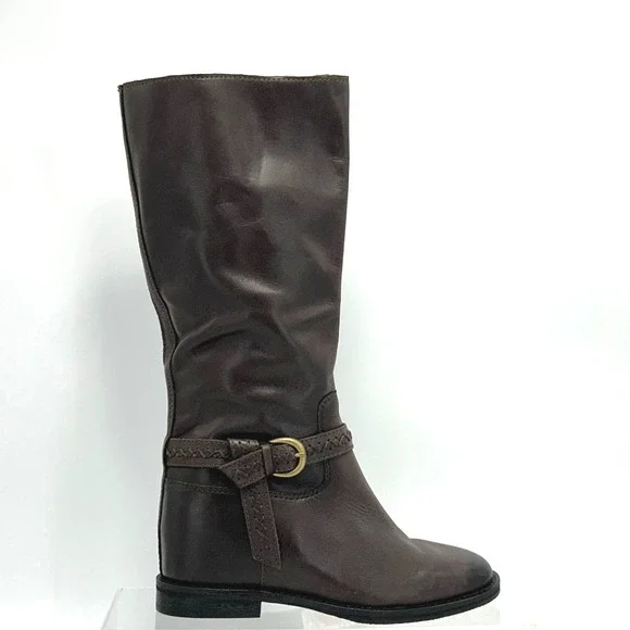 Lucky Brand Size 6.5 Brown Leather Riding Boots NEW Maltet Braided $220 - Picture 8 of 13